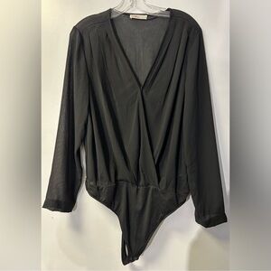 LIKE NEW! InTempo Black Long Sleeve Bodysuit